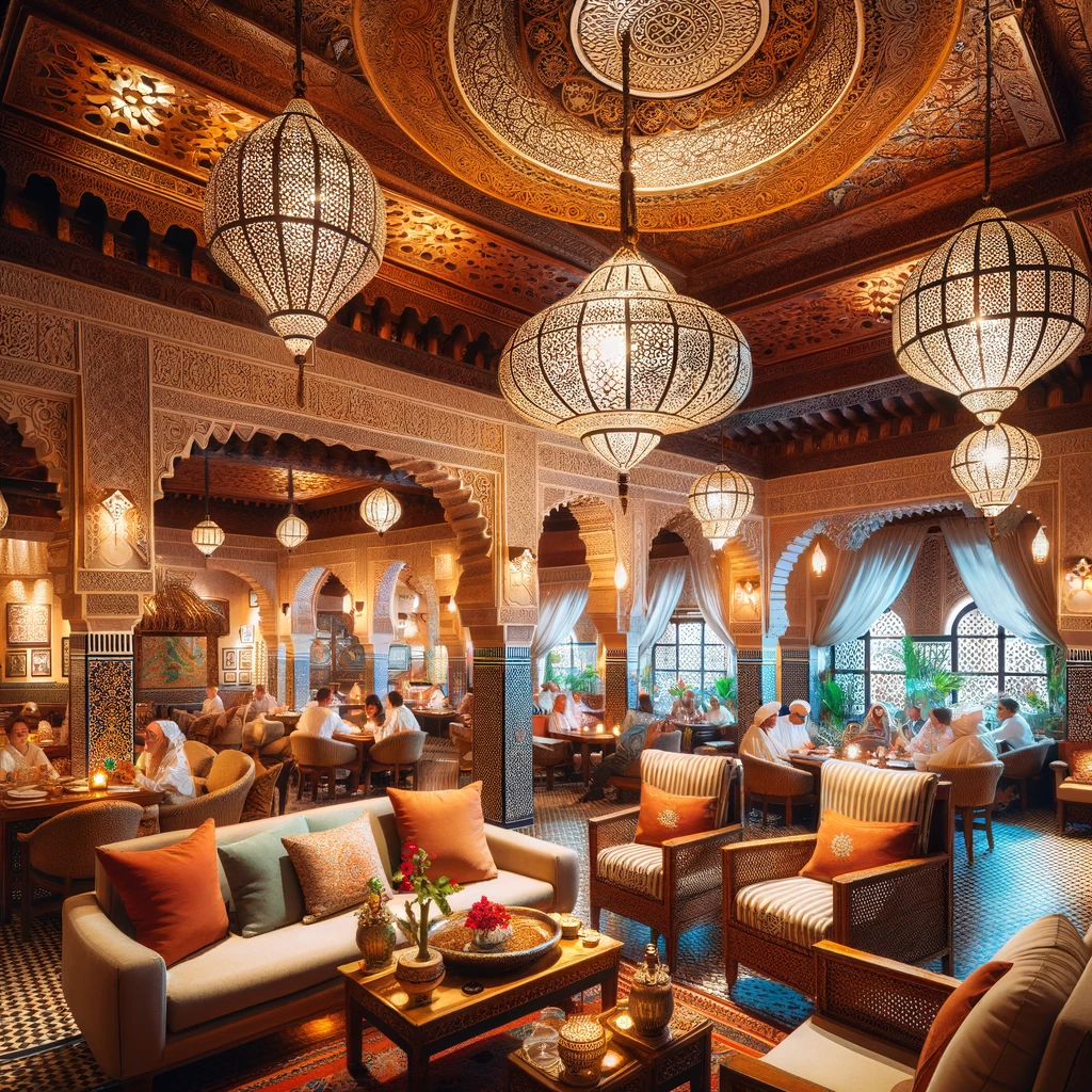 Interior of a Popular Restaurant in Agadir